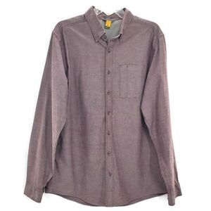Eddie Bauer Heathered Purple Classic Fit Cotton Long Sleeve One Pocket Shirt